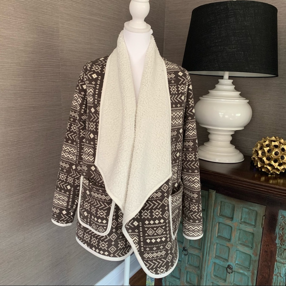 Sonoma fleece drape front cardigan jacket.